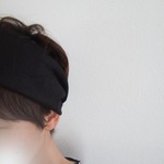 定番★ブラックリネン　やや厚手　リネン　ハリっとゆるターバン***アクセントに
