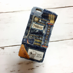 デニムリメイク  iPhoneケース iPhone6/s スヌーピー チェック柄 皮