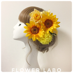 お着物、浴衣、袴、ドレスに！髪飾り 6点セット かんざしとパーツ(Smile Sunflower)