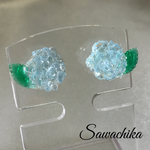 キラキラ紫陽花ピアス 水色