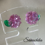 キラキラ紫陽花ピアス パープル