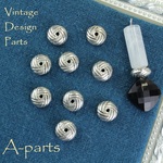 送料無料 ◇  Vintage Metal Parts ボタンPush型  アンティークシルバー 12pcs  11-C