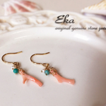 【再販】【C様オーダー品】14kgf*ピンク枝珊瑚のショートピアス