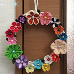 送料込み💝つまみ細工のドアリース💐