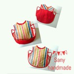 ポーチ無【洗濯可】お食事スタイ  レッド  Sany handmade