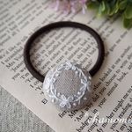 「再販」ホワイトリースの刺繍ヘアゴム（生成り）