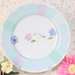 青い鳥🐦パステルカラー５色のスカラップリムプレート『ポーセラーツ』