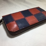 本革  オリジナルデザイン パッチワーク柄 レザーウォレット 長財布