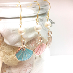 pajour パステル シェル の しずく 淡水パール× シェル ピアス♪　