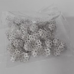 (200個) ビーズキャップ 花型7mm 菊座 花座 座金 - ホワイトシルバー
