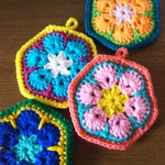 アフリカンフラワーのアクリルたわし 【送料込み】