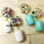 カラフルビーズレジン埋め込みピアス