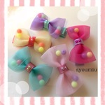 ビーズが可愛い♡シフォンリボンのヘアクリップ（ベビー&キッズ）