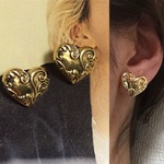 セール！アンティーク風ボタンピアス☆ハート