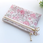 【再販】LIBERTY　 Felicite　フェリシテ　J16A 　ピンク系　 wファスナー・内布・両サイド内ポケット付きminiカードポーチ　◆パスケース・カードポーチ・ミニ財布に♪　