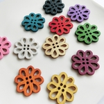 【20個】カラフルお花フラワー　ウッド透かしパーツ～ボタン　チャーム*フィグリー　ミックス詰め合わせ　PT857