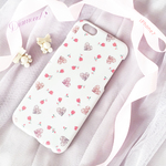  iPhone7＊ホワイトケース＊花柄＊ダイヤ