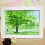油絵原画『木陰』　額縁付き