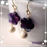 フローライトフラワーのピアス〜oxalis(オキザリス)風
