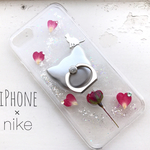 猫と薔薇 *Rose* 押し花iPhoneケース 選べる スマホリング スマホケース GALAXY/Xperia iPhoneケース iPhone8/plus iPhoneX/SE iPhone7/6