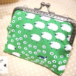 がま口ｶｰﾄﾞｹｰｽ/横　＊ひつじ＊green
