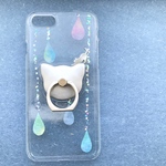 ＊しずくのシャンデリア＊雨 猫 選べる スマホリング ねこ スマホケース Android iPhoneケース iPhone8/plus iPhoneX/SE iPhone7/6
