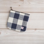 【新作SALE】フラットポーチ12　ブロックチェック/ネイビー