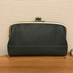 ふっくらマチ付き本革親子がま長財布（みどり色レザー）