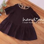 ローウエストワンピース*100*濃紫*花柄