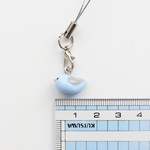 小さな鳥のストラップ付きチャーム ② (水色×グレー)