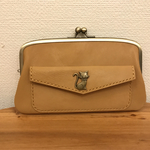 ネコさんホックの、本革ぺたんこ親子がま長財布