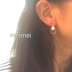 ホワイトシェルのしずくピアス*イヤリング*ノンホールピアス*