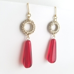 赤とゴールドのピアス/ノンホールピアス
