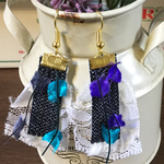 アブリル糸×デニムとレースのピアス