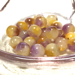24粒◆マーブル翡翠(黄色×紫)◆8㎜ラウンド