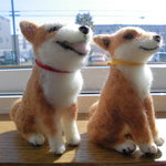 ぽっちゃり＆おすまし顔の柴犬二匹　羊毛フェルト　送料無料　オーダーメイド