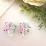 大手毬と薔薇のグラデーションキャスケードブーケピアス・イヤリング