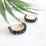 14kgf♡AAA宝石質 Black Spinel wrapped pierced earring/earring 
