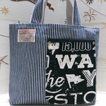 【final sale】岡山デニム＊ヒッコリー×英字ポケット＊デニムトート＊インディゴ