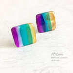 大人カジュアル＊天然シェルのイヤリングorピアス＊パープル＊夏＊海＊ストライプ＊ボーダー