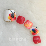blanche★foot   フラワー×レッドネイル