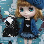 greenstudio＊ブライス＊黒×青の洋服セット