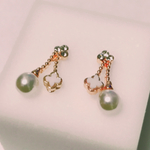 パールと花のピアス