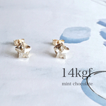 14kgf 1粒ピアス☆お星さまのスワロフスキークリスタルピアス