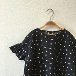 110cm★ふわふわドットの袖フリルチュニック/ブラック