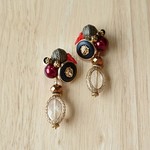 クールなブラックボタンピアス/イヤリング