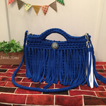 hiyocochan 様専用 裏袋(裏地)付き ズパゲッティ フリンジ ショルダー バッグ  青
