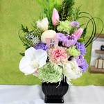 ＜chii31maru53様オーダー＞　プリザーブドフラワー　お供え花「由良」　花器付　一対（２点セット）　胡蝶蘭