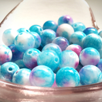 25粒◆マーブル翡翠(ブルー×ピンク)◆8㎜ラウンド