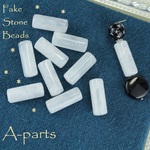 送料無料 ◇ Fake Stone Beads  円柱Longビーズ ミルクホワイト 18pcs  11-R